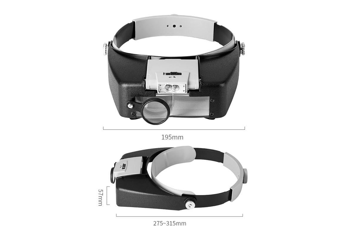 Head Mount Magnifying Glasses With LED Light For Jewelry Arts Crafts And Close Work-Gray