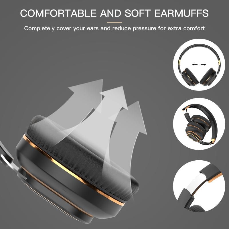 H7 Foldable Bluetooth Stereo Headphones Subwoofer Support TF Card Type-C Charging Wireless Earphones - Brownish-Green