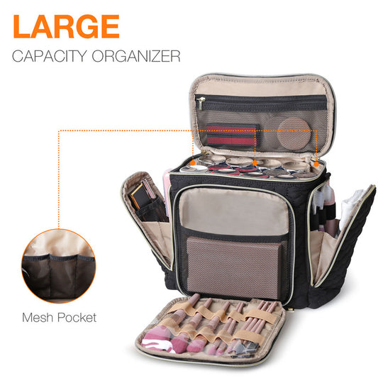 Travel Makeup Bag Handle - Large Multi-Compartment Cosmetic Organizer