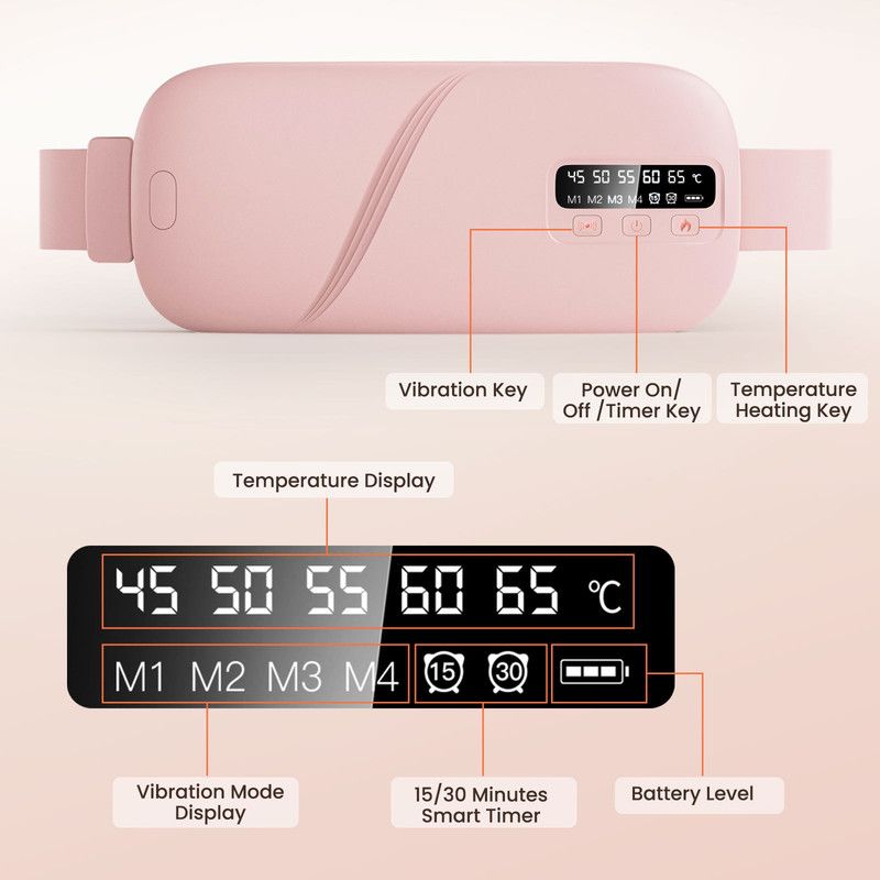 Pink Wireless Waist Heating Pad