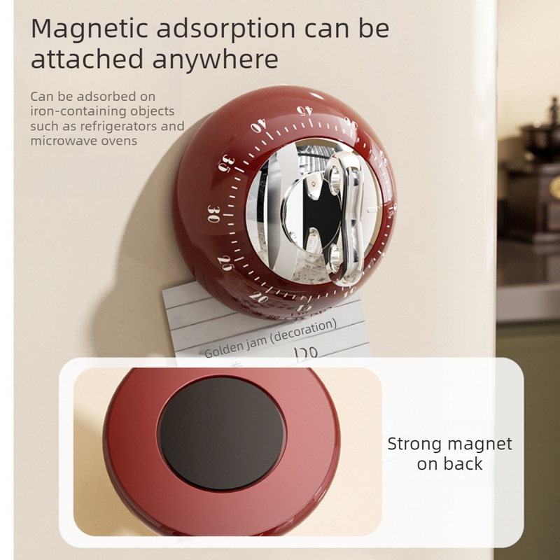 Vintage Magnetic Kitchen Timer - Red