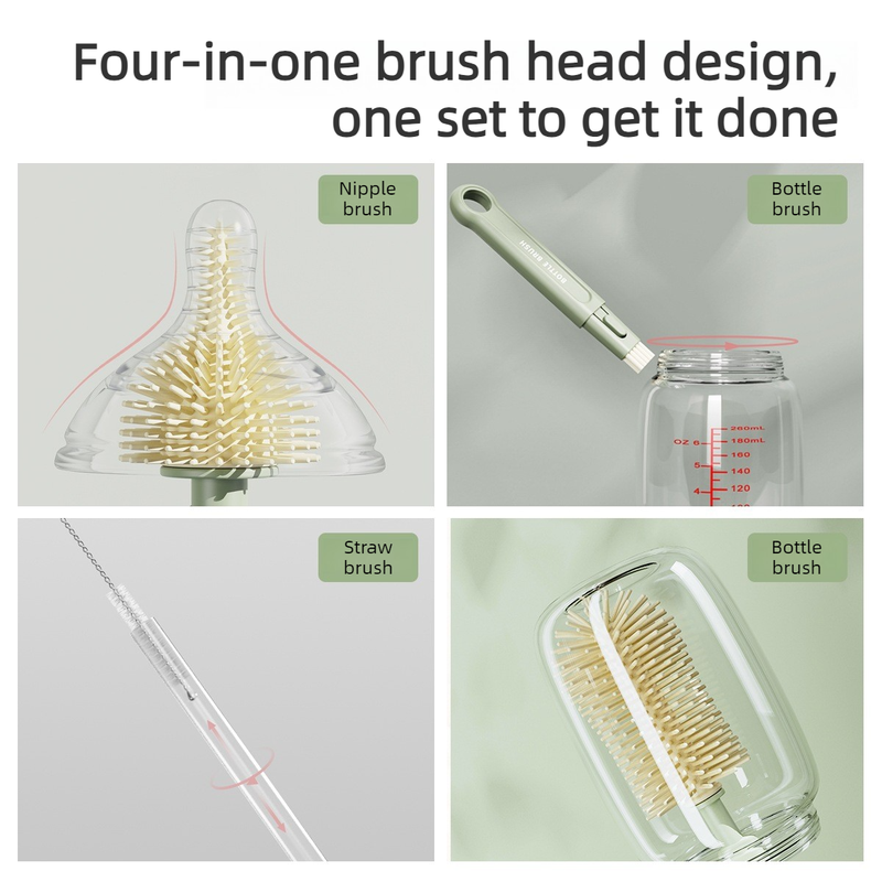 6-in-1 Silicone Bottle Brush Set - Pink
