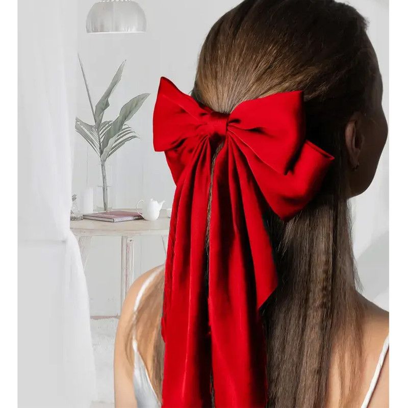 Long Bow Hair Clip - Red
