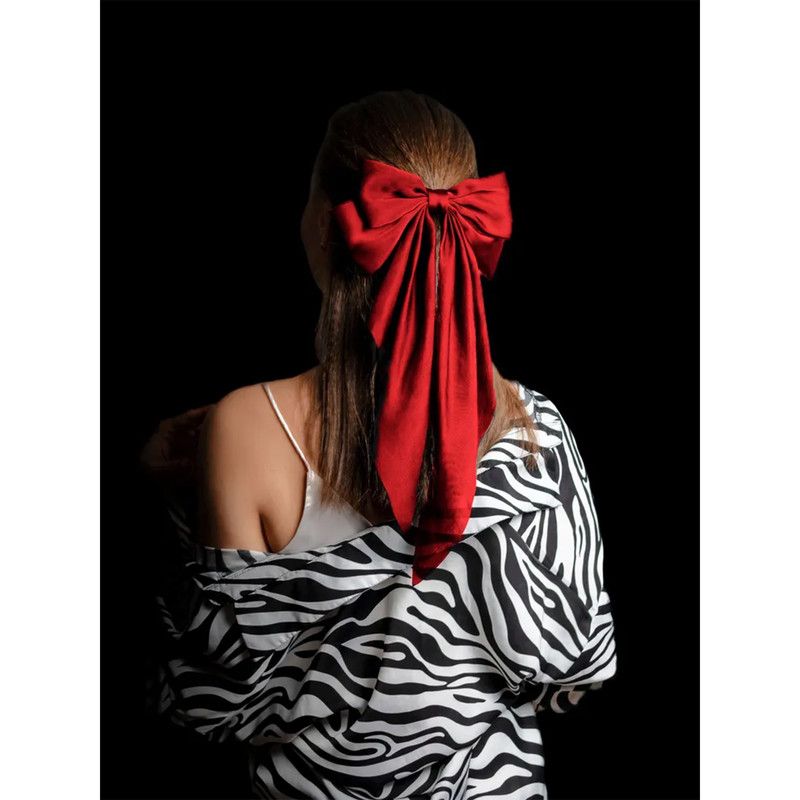 Long Bow Hair Clip - Red