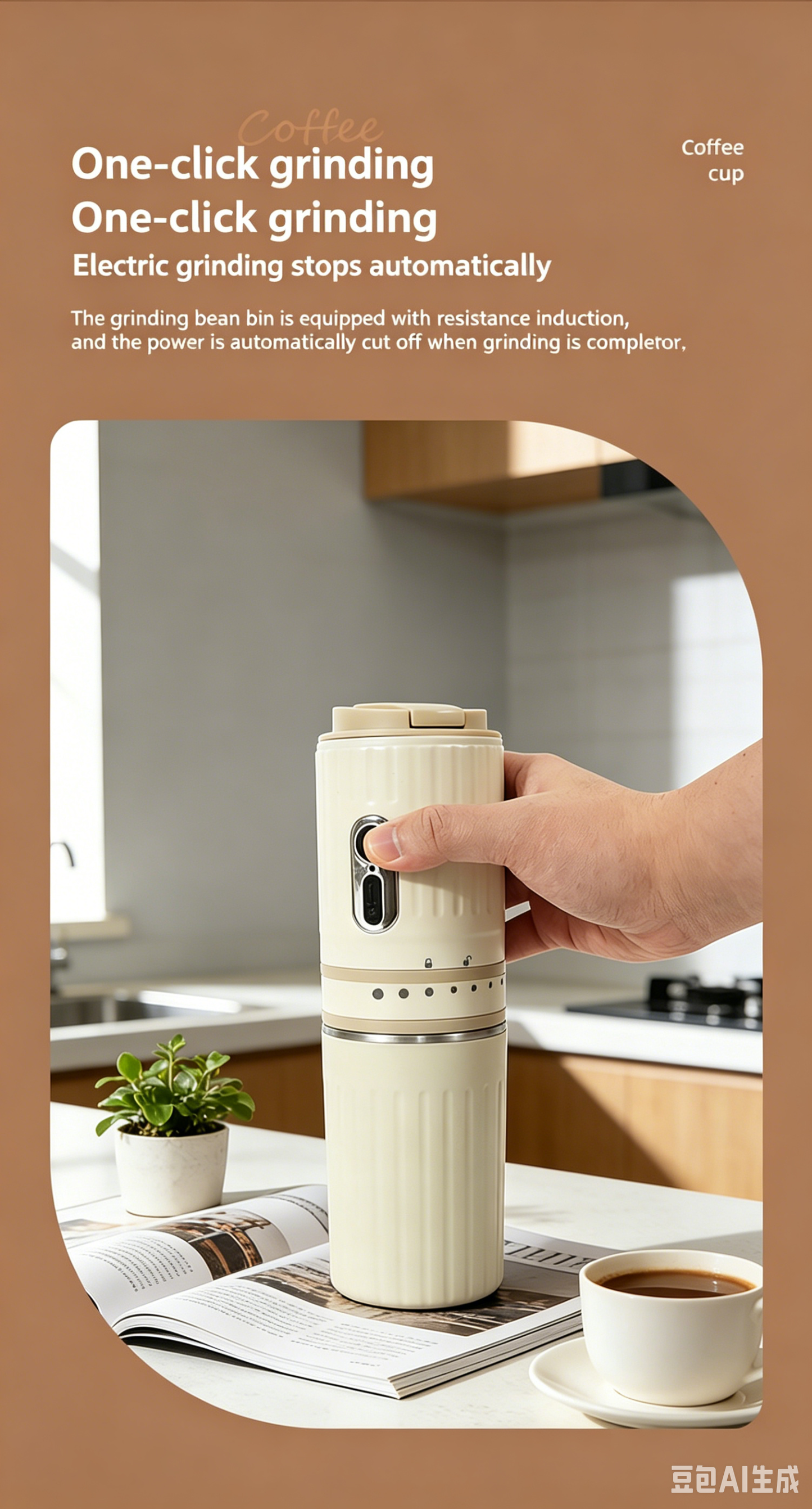Portable Electric Coffee Maker with Grinder