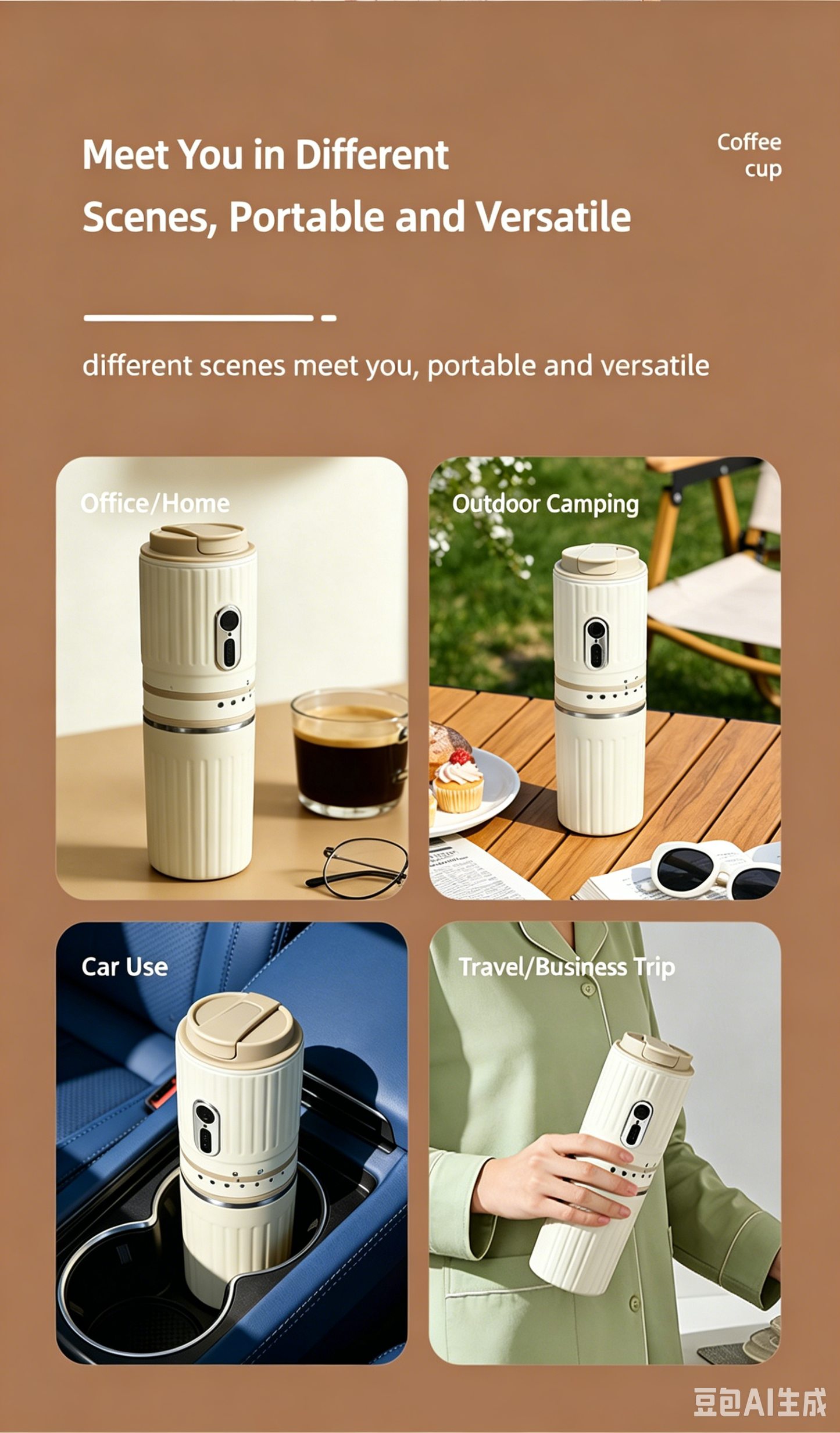 Portable Electric Coffee Maker with Grinder
