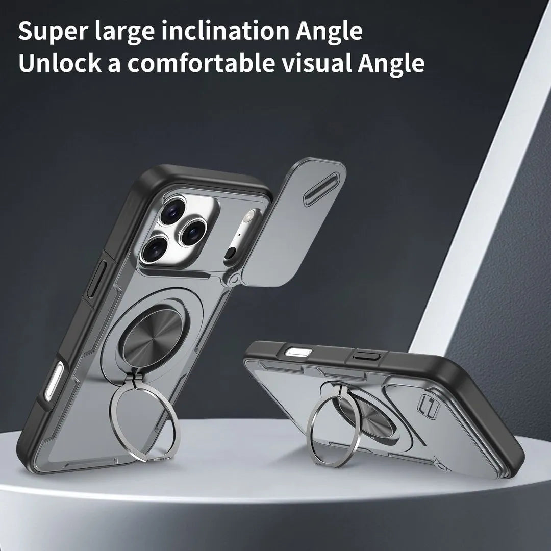 Grey Magnetic Lens-Slide Case for iPhone 17 Pro
