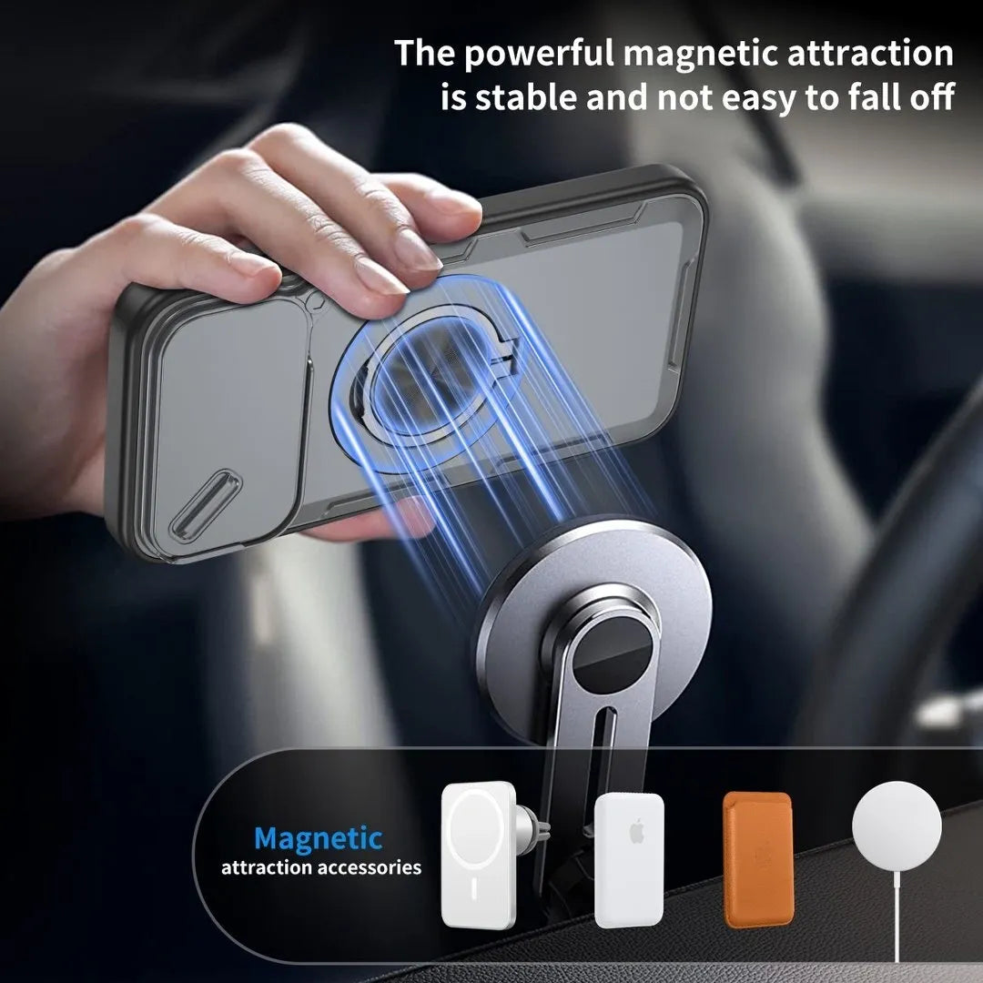 Grey Magnetic Lens-Slide Case for iPhone 17 Pro