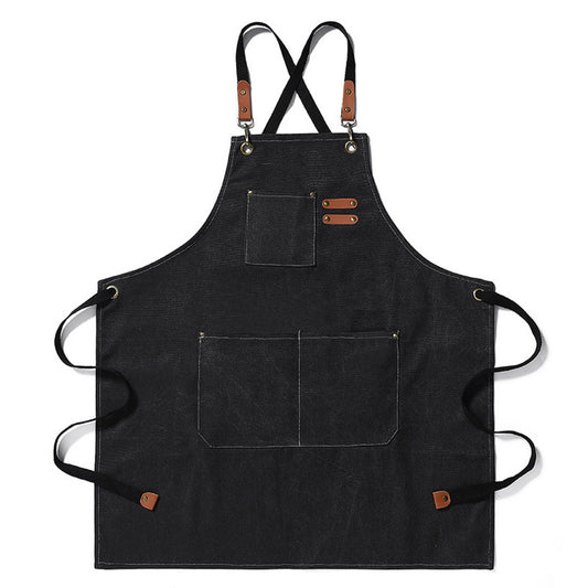 Waterproof Kitchen Apron with Pockets - Black