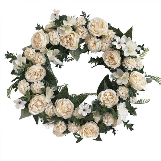 White Vintage Peony Wreath