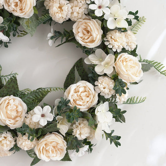 White Vintage Peony Wreath