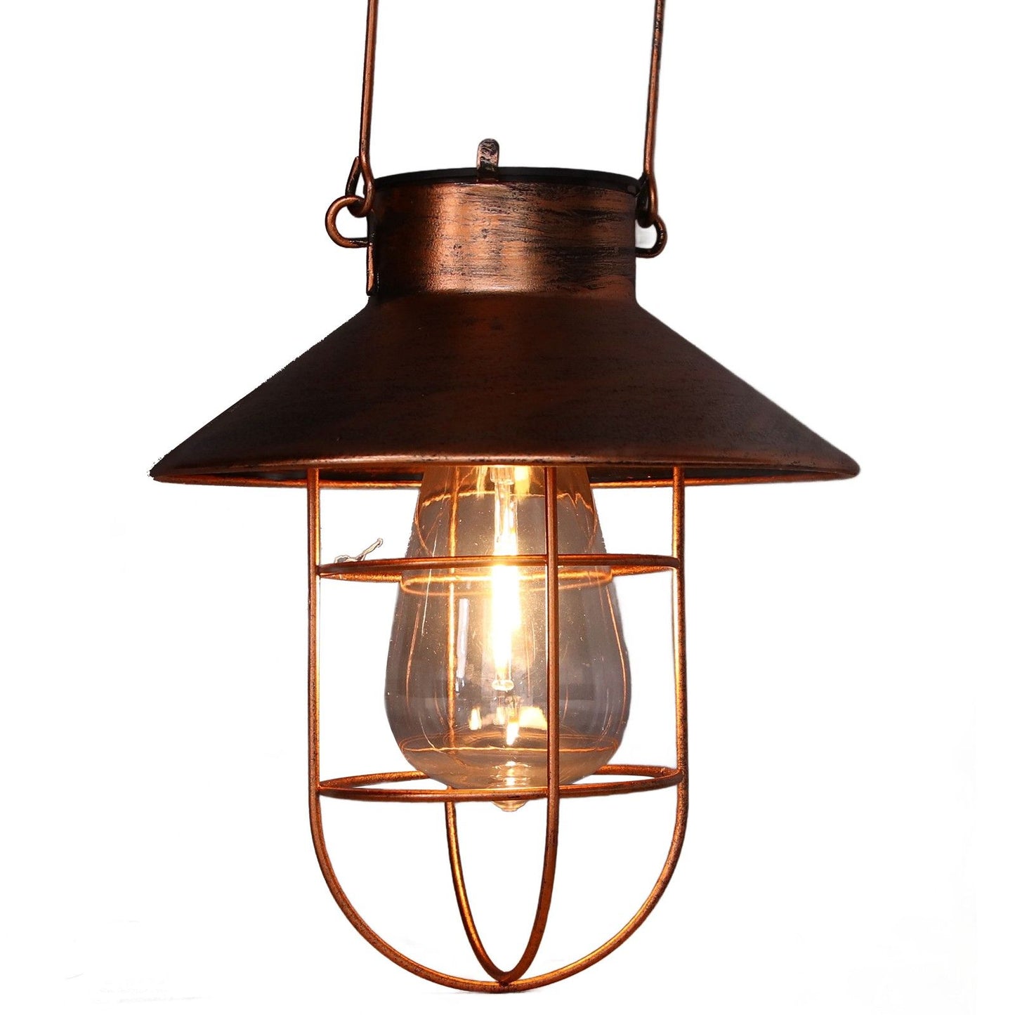 Solar Hanging Light Decorative Iron Frame LED Outdoor Retro Lantern for Garden Yard Porch