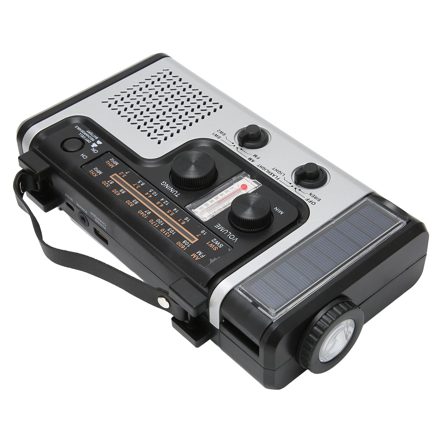 LED Hand Crank Radio AM FM SW Solar Dynamo Outdoor Emergency Radio with Portable Flashlight