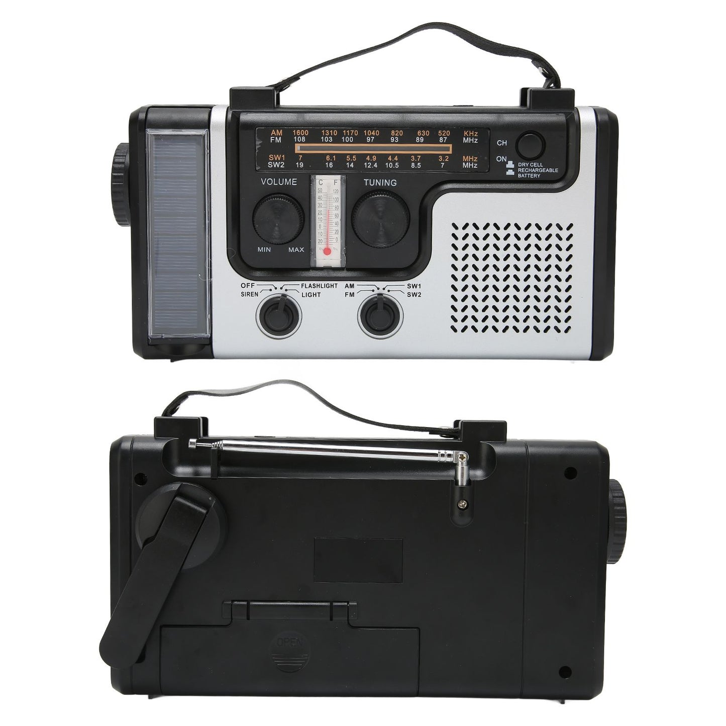 LED Hand Crank Radio AM FM SW Solar Dynamo Outdoor Emergency Radio with Portable Flashlight