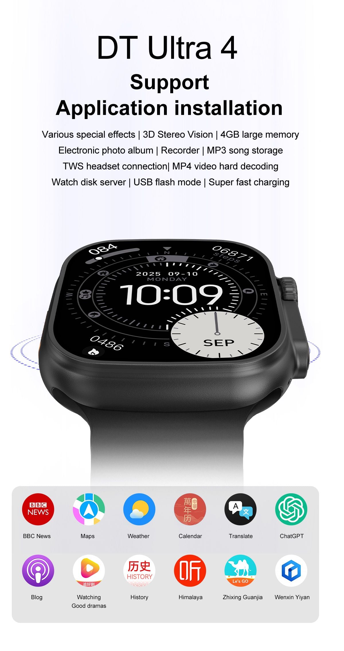 DT Ultra 4 Smart Watch - Black