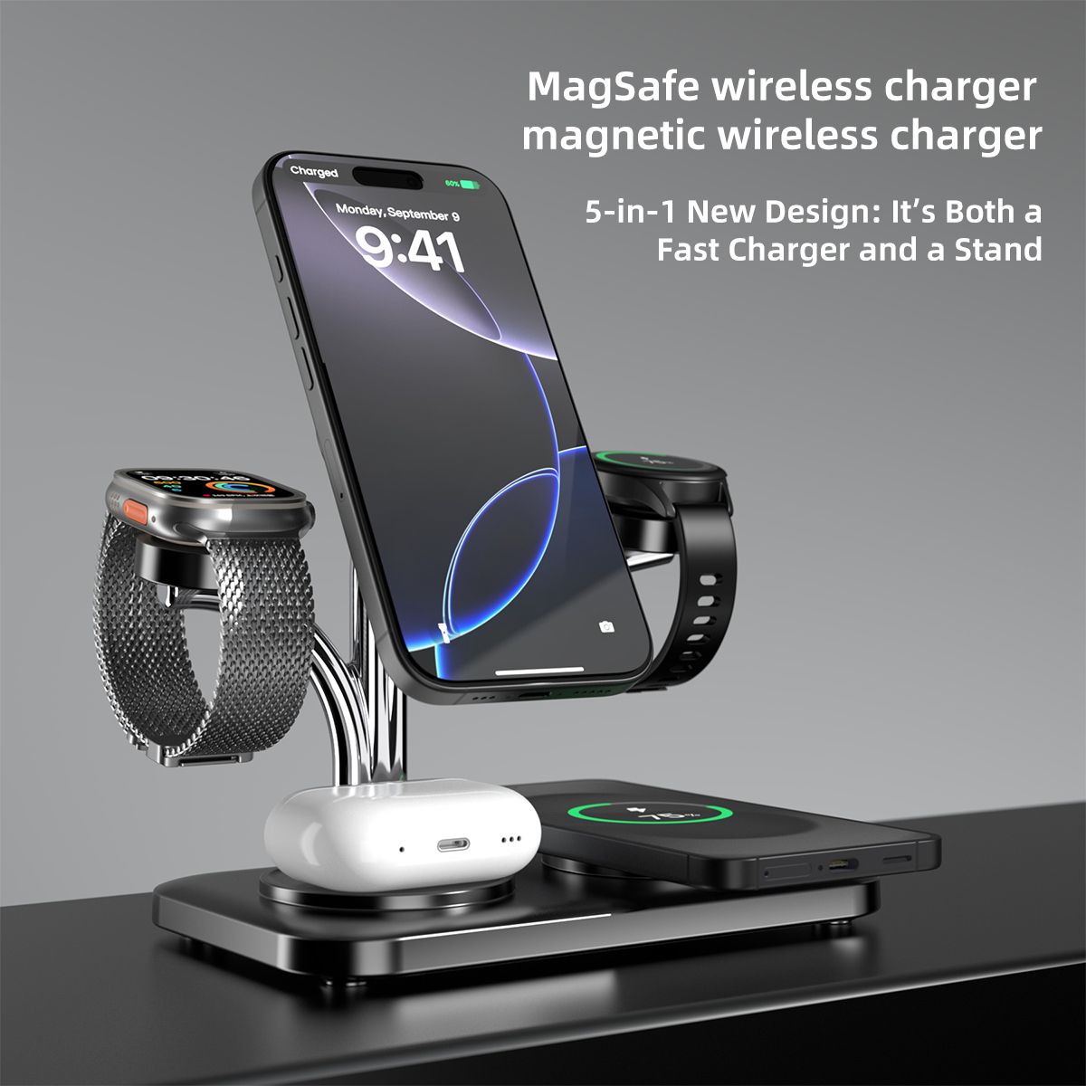 OC22 5-in-1 Wireless Charging Stand - Black