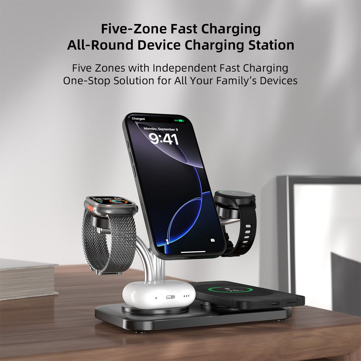 OC22 5-in-1 Wireless Charging Stand - Black