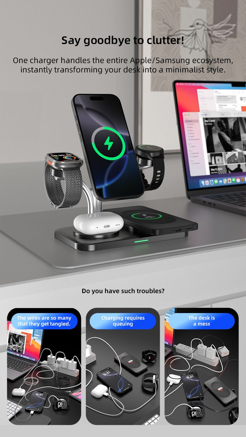OC22 5-in-1 Wireless Charging Stand - Black