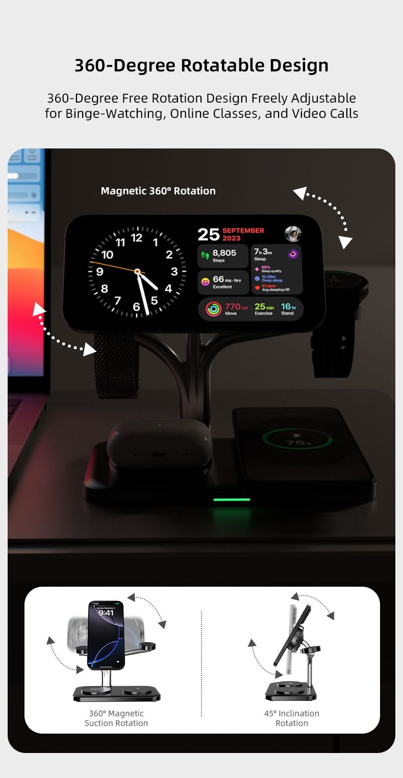 OC22 5-in-1 Wireless Charging Stand - Black