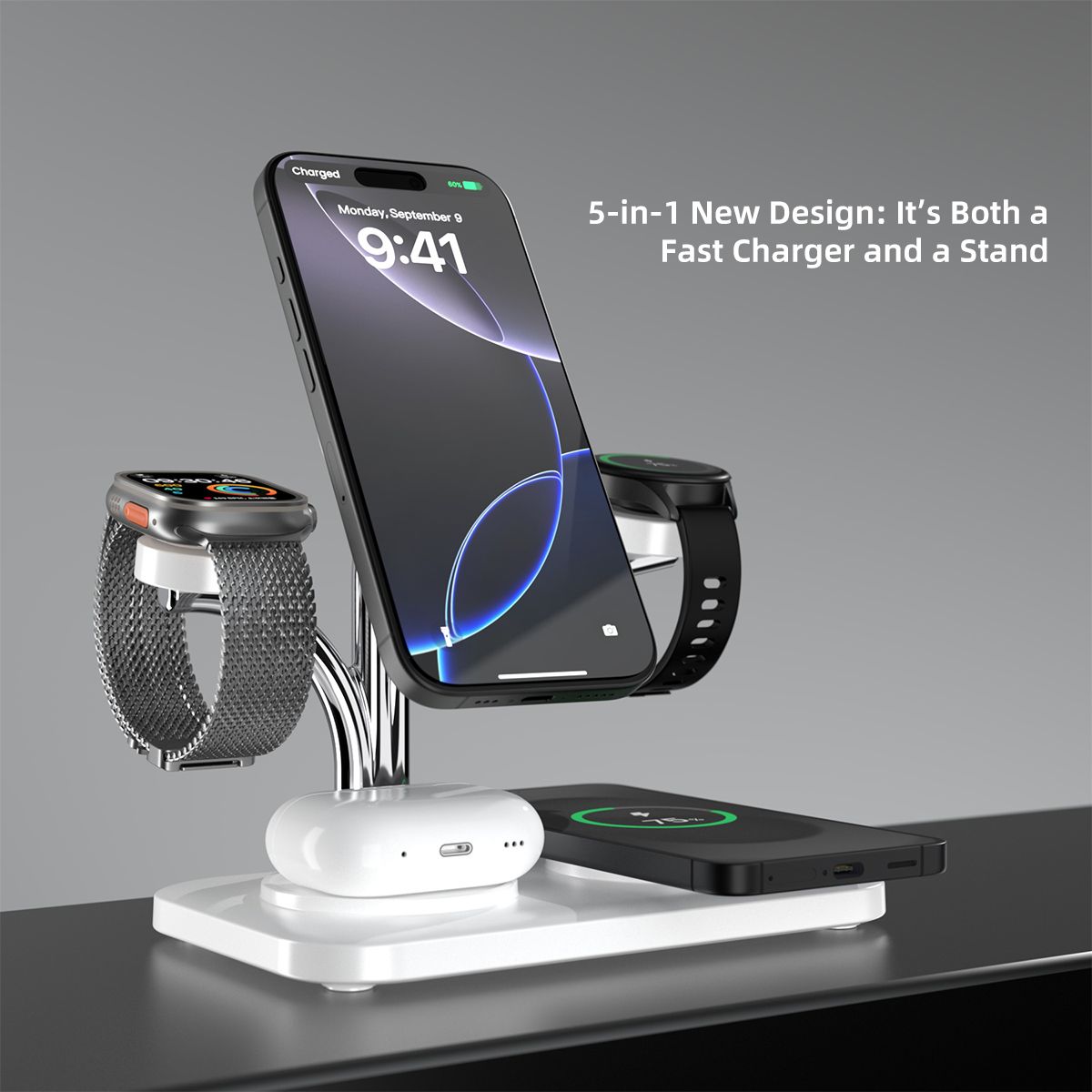 OC22 5-in-1 Wireless Charging Stand - White