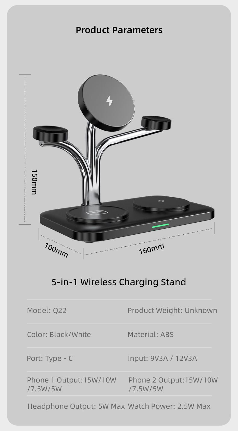 OC22 5-in-1 Wireless Charging Stand - White