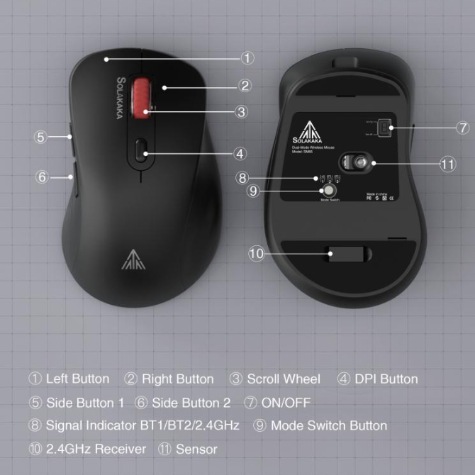 SM66 Dual-Mode Wireless Gaming Mouse - Black
