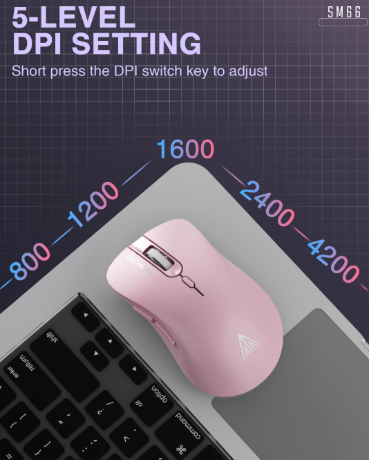 SM67 Dual-Mode Wireless Gaming Mouse - Pink