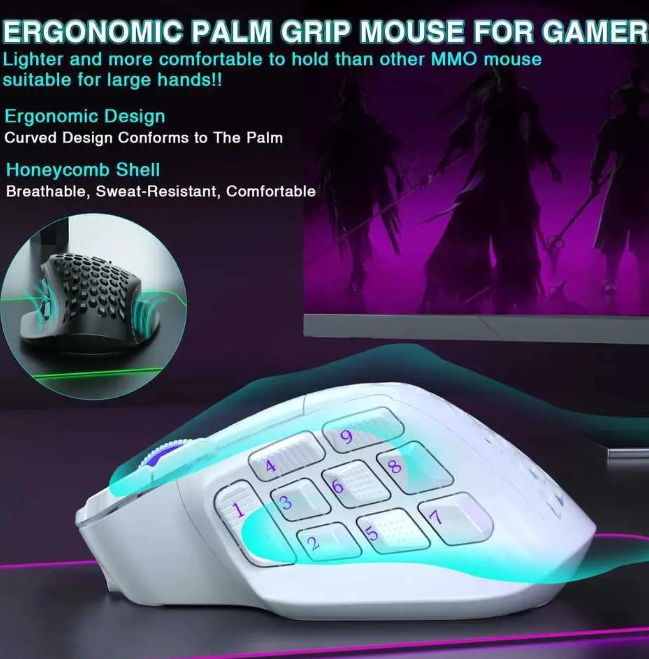 SM809 Pro Tri-Mode Wireless Gaming Mouse - White