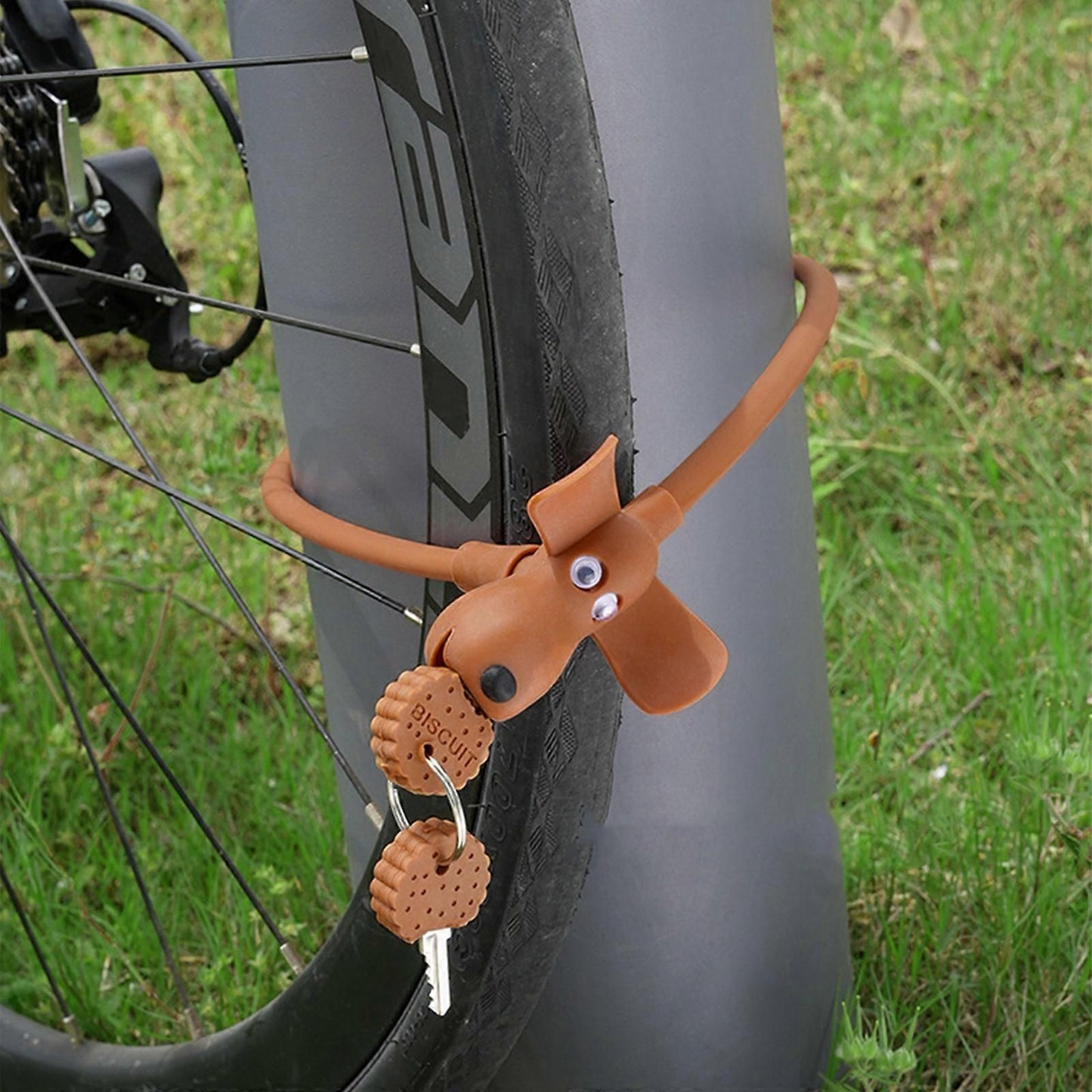 Portable Bike Cable Lock with Silicone Cover, Lightweight Anti-Theft Bicycle Security Lock, Cookie Dog Design - Pink