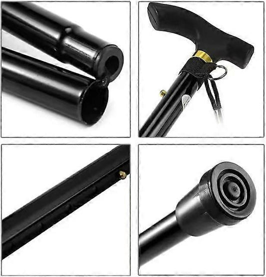 Adjustable Folding Walking Stick - Black