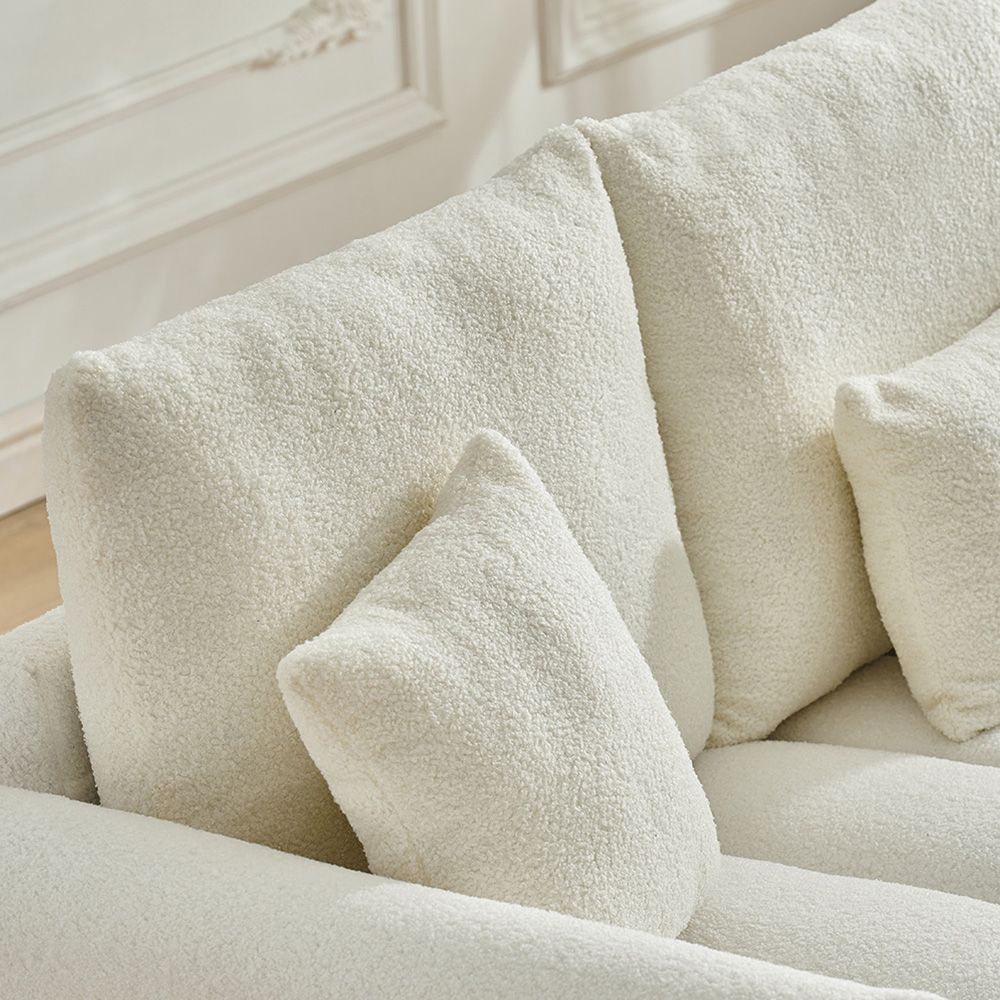 92-inch Teddy Fabric Corner Sofa - Black