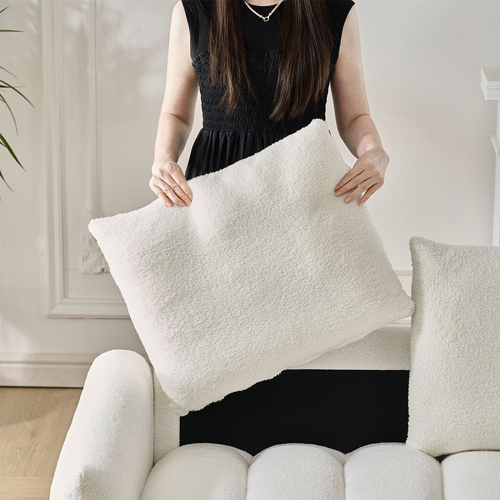 92-inch Teddy Fabric Corner Sofa - Black