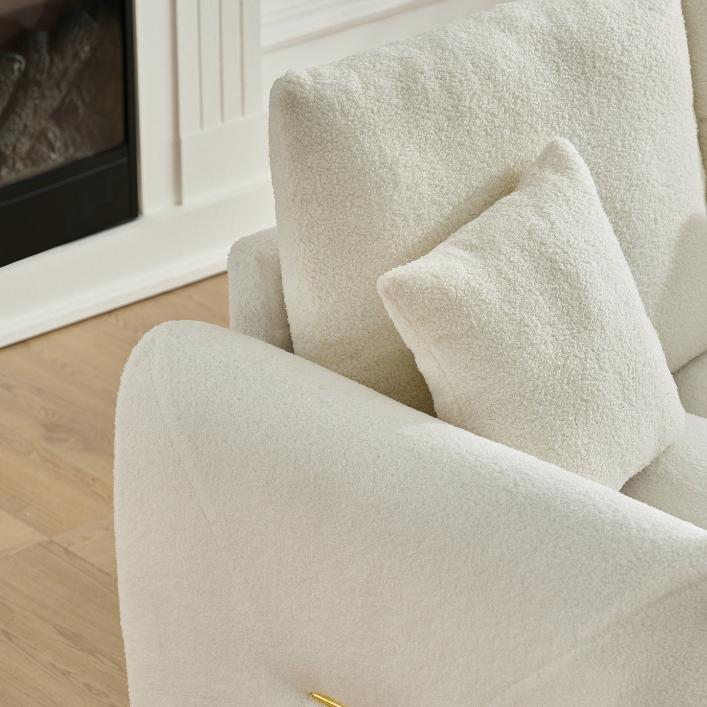 35-inch Teddy Fabric Lounge Chair with Pillow - Black