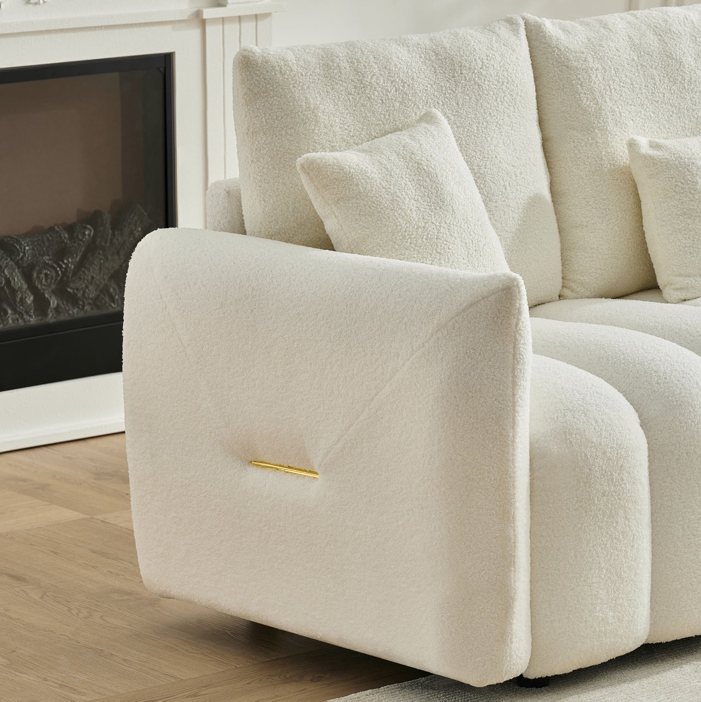 35-inch Teddy Fabric Lounge Chair with Pillow - Black