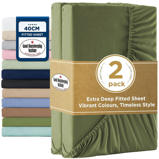 2000TC Fitted Sheet Set - olive - Double