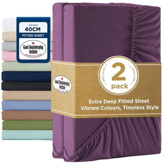 2000TC Fitted Sheet Set - purple - Double