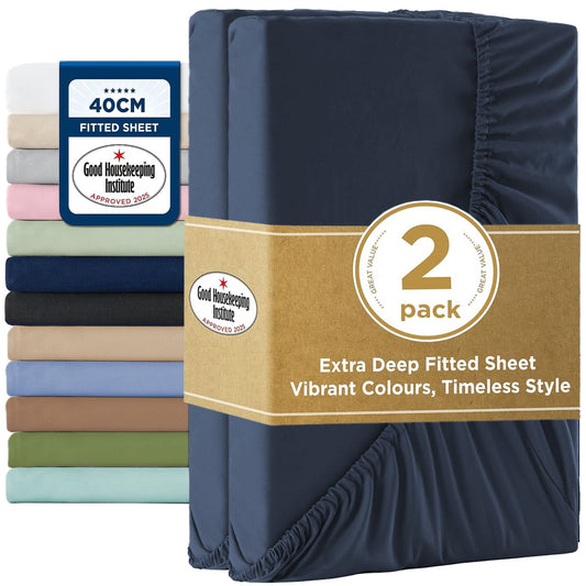 2000TC Fitted Sheet Set - navy - King Single