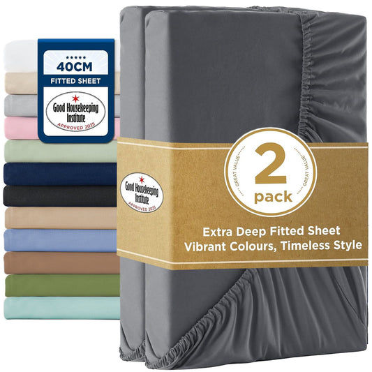 2000TC Fitted Sheet Set - grey - King Single