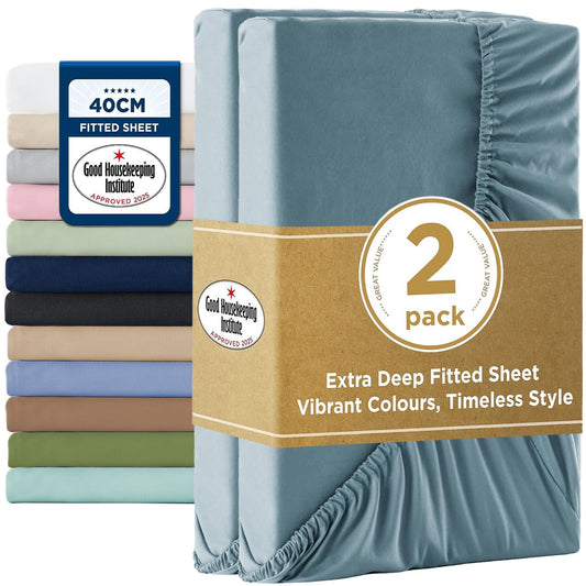 2000TC Fitted Sheet Set - ocean - Queen