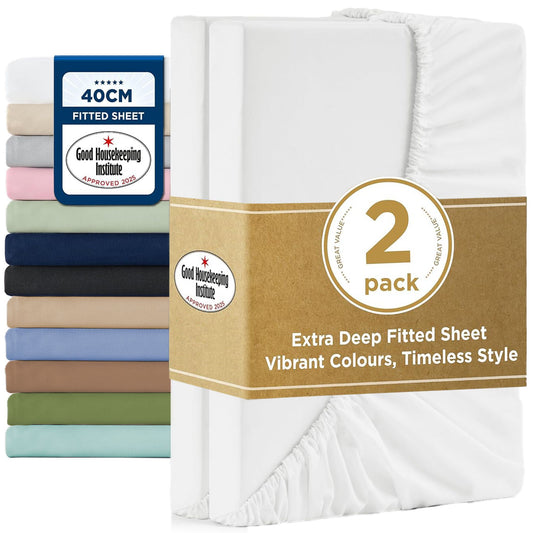 2000TC Fitted Sheet Set - white - Single