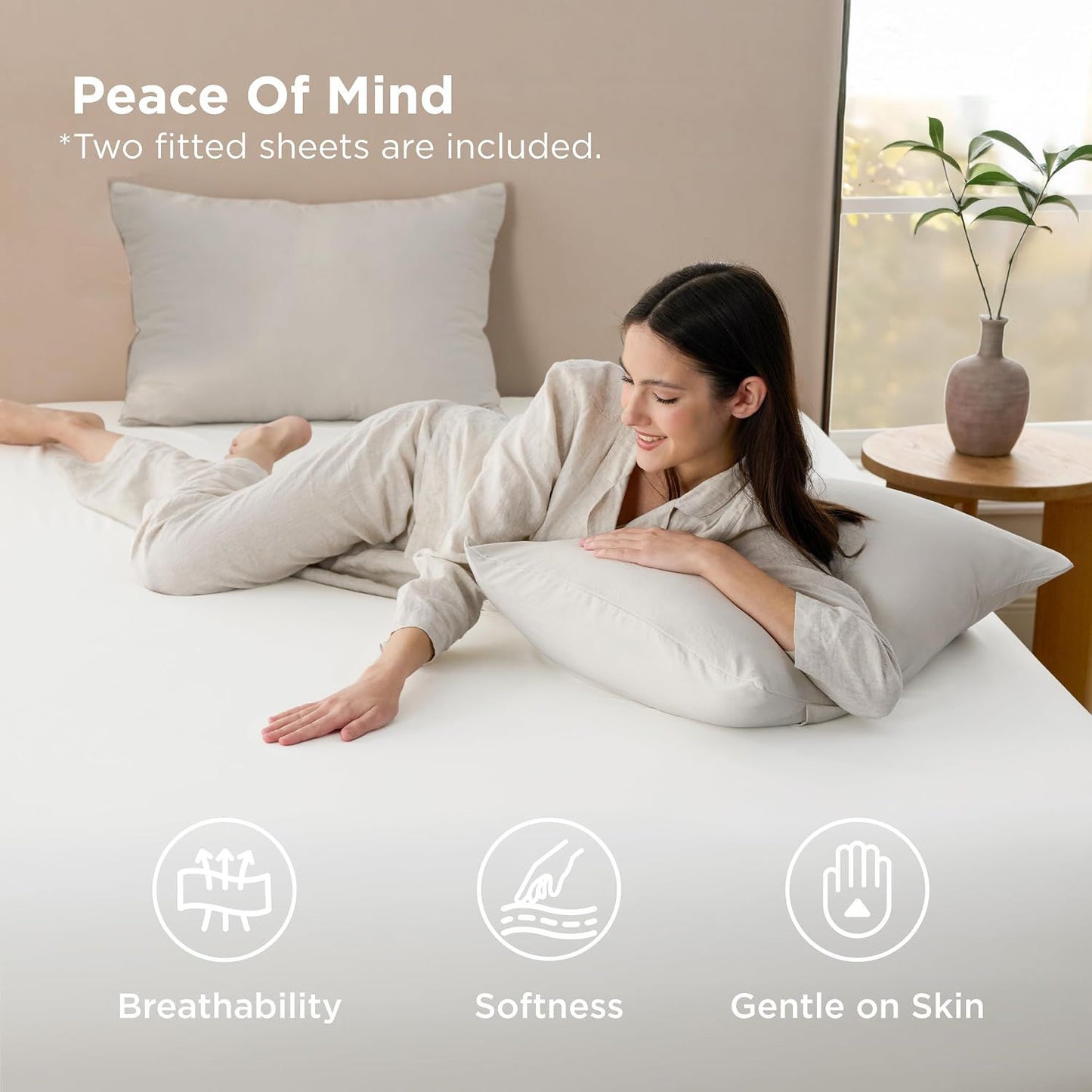 2000TC Hotel Quality Fitted Sheets - 2 Piece Fitted Sheets  -Breathable Bedding - Wrinkle, Fade, Stain Resistant- 16inch/40cm Deep Pocket Fitted Bed Sheets-Wrinkle and Fade Resistant,(White,Single)
