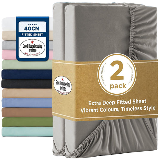 2000TC Fitted Sheet Set - grey - Single