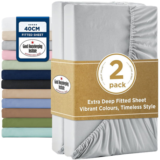 2000TC Fitted Sheet Set - silver - Single