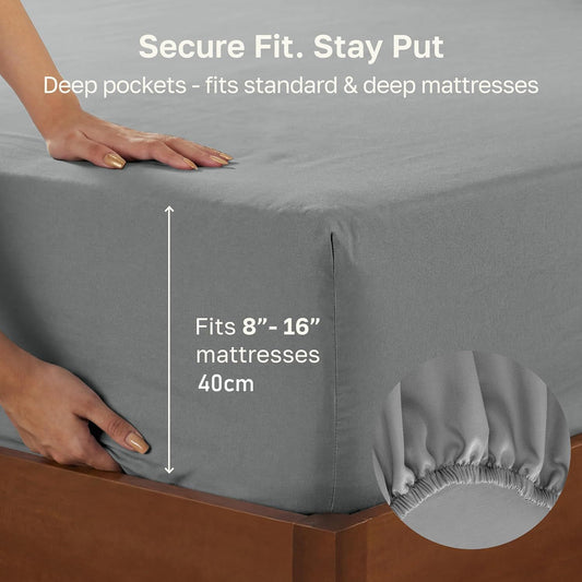 2 Piece Fitted Sheet Set - Grey Double