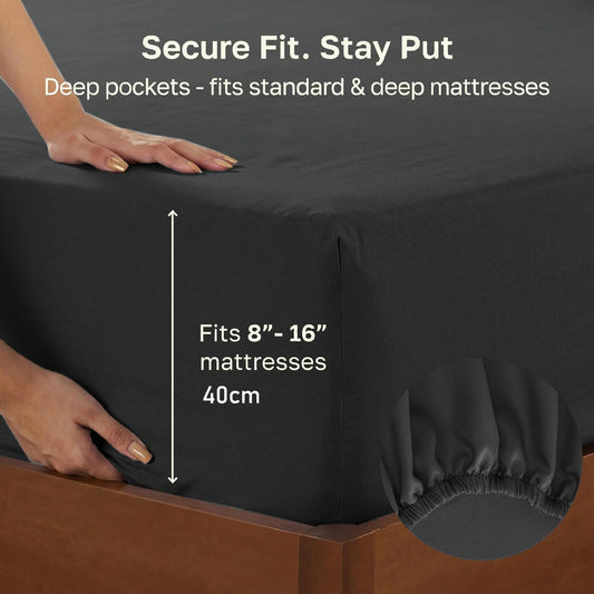 2 Piece Fitted Sheet Set - Black King