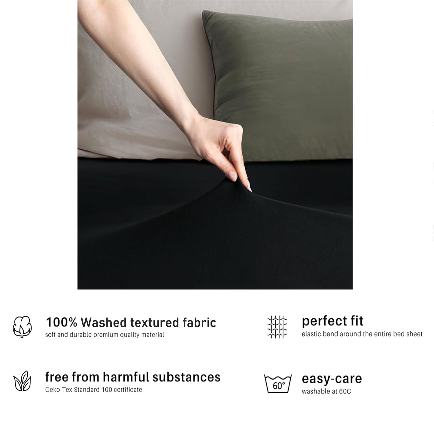 2 Piece Fitted Sheet Set - Black King
