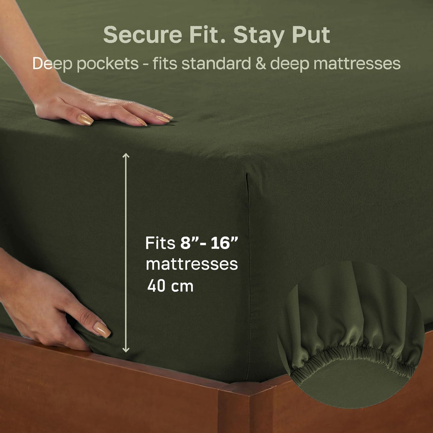 2 Piece Fitted Sheet Set - Olive Green King