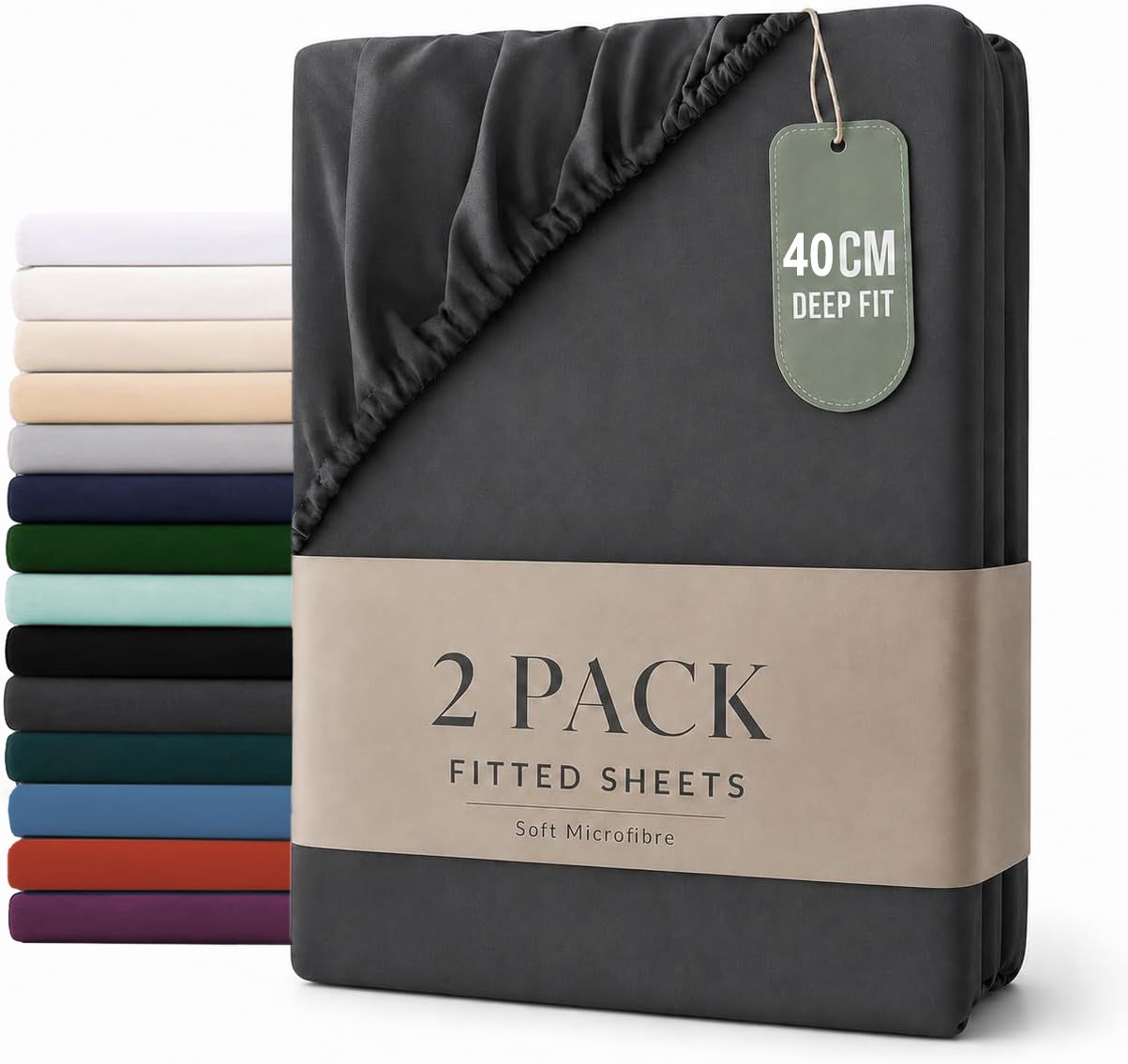 2 Piece Fitted Sheet Set - Dark Grey King