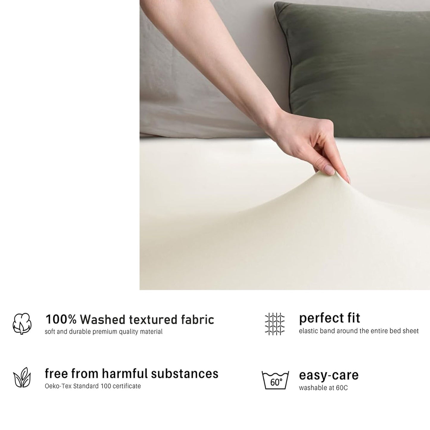 2 Piece Fitted Sheet Set - Cream White King Single