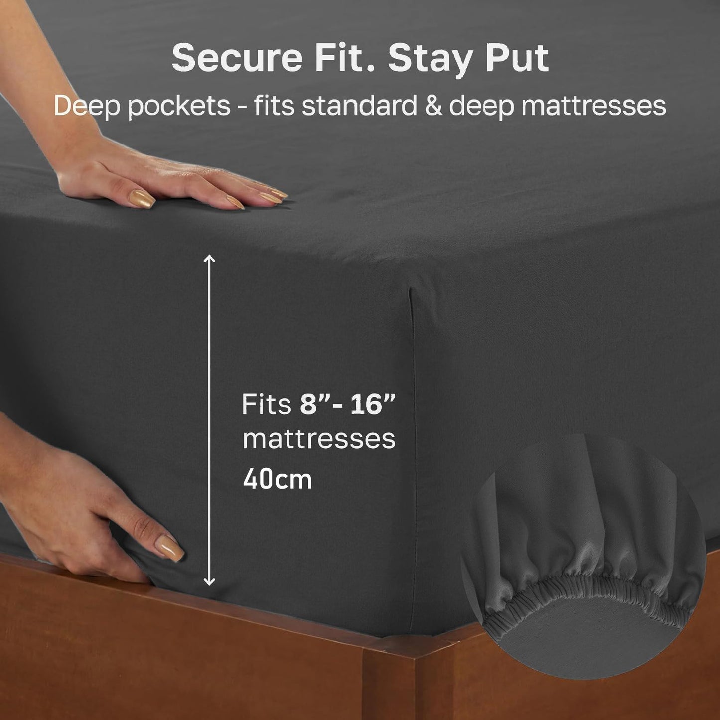 2 Piece Fitted Sheet Set - Dark Grey King Single